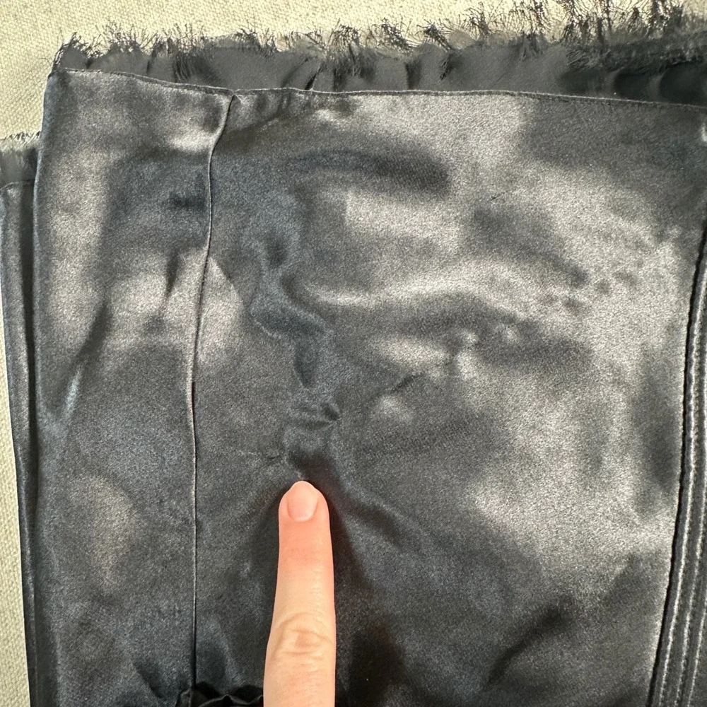 Goth Whimsigoth Witchy Black Satin Lace Trim Chemise Nightgown Slip Dress Medium